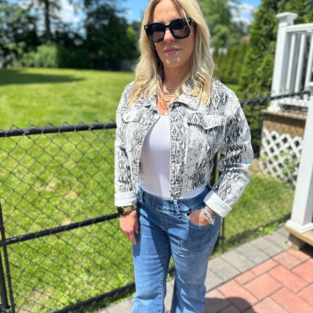 Love and Harmony Snake Print Cropped Jacket